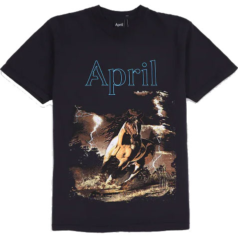 april tee shirt stallion (black)