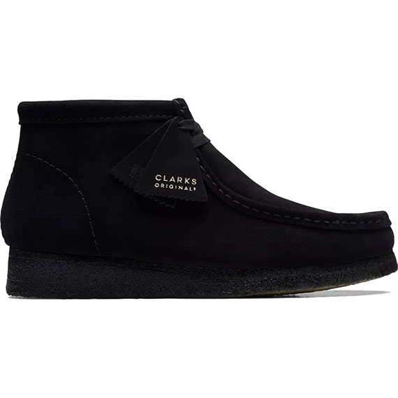 clarks shoes wallabee boot (black/suede)