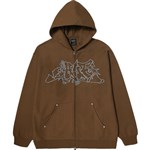 huf sweatshirt hooded zip outlines heavy weight (brown)