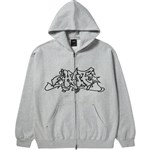 huf sweatshirt hooded zip outlines heavy weight (heather grey)