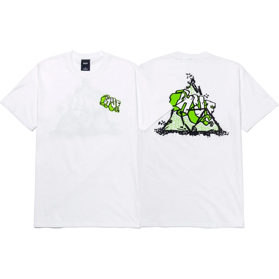 huf tee shirt quake triple triangle (white)