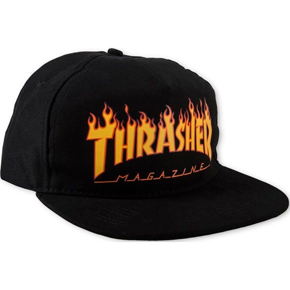 thrasher cap snapback flame logo (black)