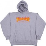 thrasher sweatshirt hood flame logo (grey)