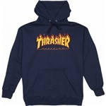 thrasher sweatshirt hood flame logo (navy)