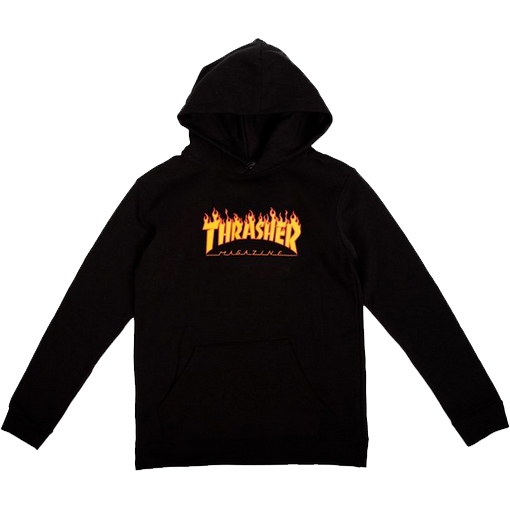 thrasher sweatshirt kids hood flame logo (black)