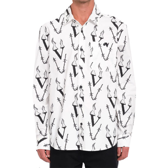 volcom shirt woven long sleeves fergadelic (white)